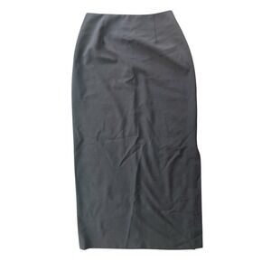 Vtg 90s Hugo Buscati Pencil Side Slit Maxi Black Skirt 4 Academia Office Siren